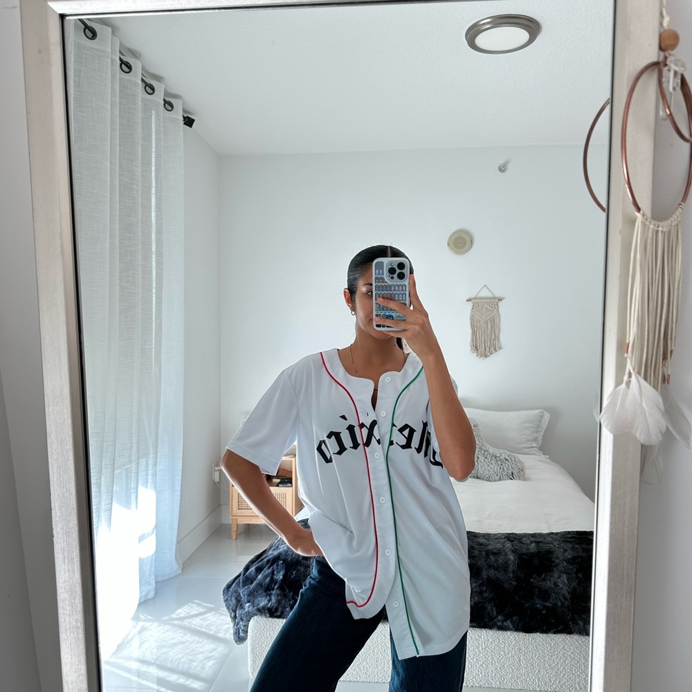 White Button-Up Baseball Jersey